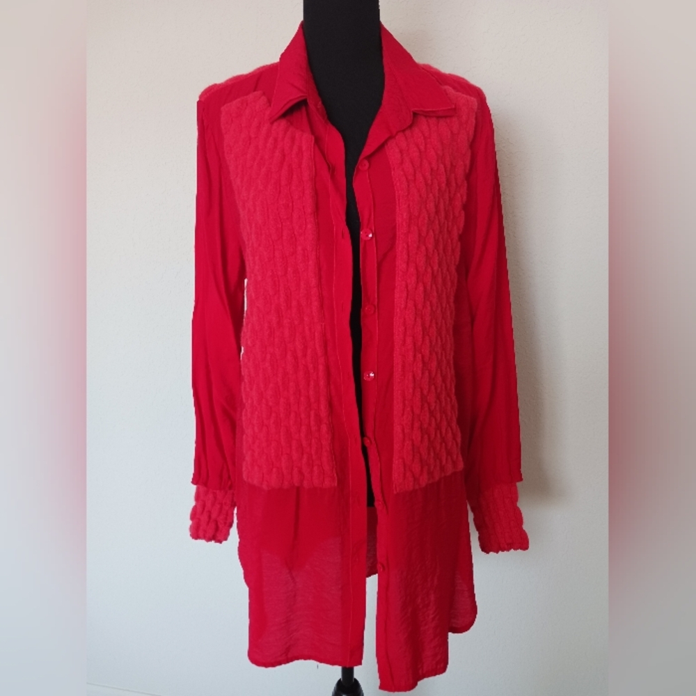 Redwood Court SILK BAMBOO LS Shirt Size L EUC